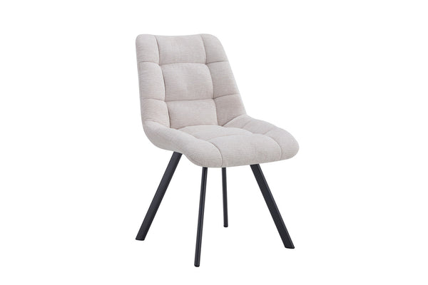 Eetkamerstoel LIZZY – Comfortabele stoffen stoel met metalen poten in beige