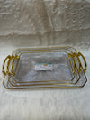 3-Delige Dienbladenset Rechthoekig – Acrylic Plastic met Gouden Details en Handvat