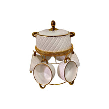 Soep Serveer Set Wit-Goud 9-Delig – Soepterrine met 6 Kommen en Standaard