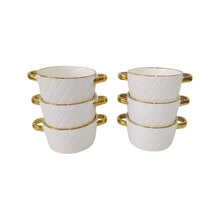 Soep Serveer Set Wit-Goud 9-Delig – Soepterrine met 6 Kommen en Standaard