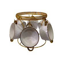 Soep Serveer Set Wit-Goud 9-Delig – Soepterrine met 6 Kommen en Standaard