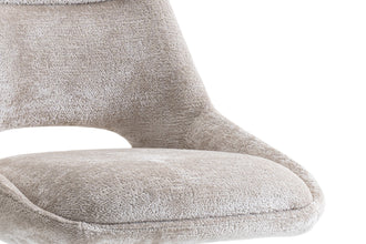 Eetkamerstoel DANTE – Comfortabele stoffen stoel met metalen poten in beige