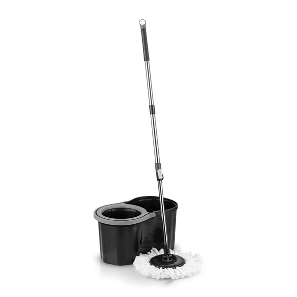 Reinigingsmop Set met 360° Draaibare Kop – Zwart/Grijs, 16L Emmer