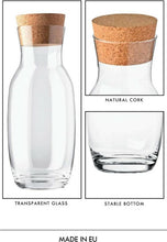 Krosno Pure Karaf 1,1 Liter met Kurkdop – Glazen Waterkaraf voor Water, Sap & Infused Drinks