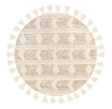 Handgemaakt rond vloerkleed in Boho-stijl (Crème/Khaki, Ø 160 cm)