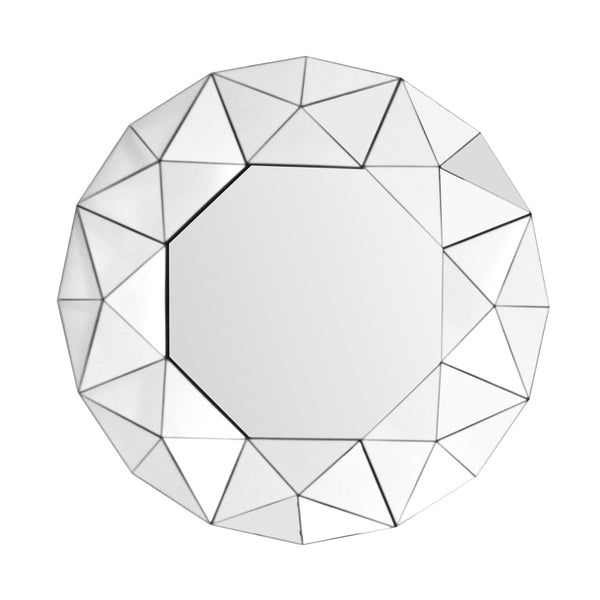 Vulcanus Wandspiegel – Rond 70 cm Zilver – Luxe Gefacet Mirror in Kristaldesign
