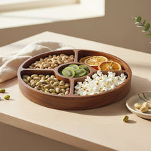 Acaciahouten snackschaal Ø29x4 cm - houten vakken schaal voor snacks en tapas - Acora collectie