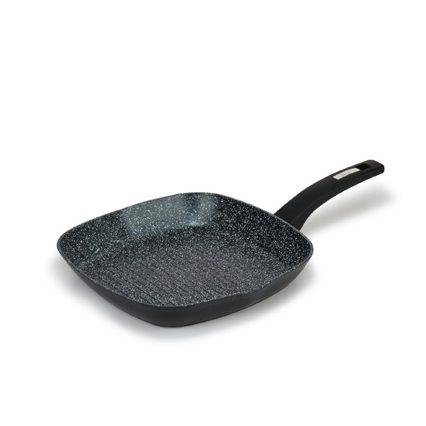 Nova Vierkante Grillpan 28 cm – 2,3 Liter – Met Grillribbel & Siliconen Handvat – Geschikt voor Inductie