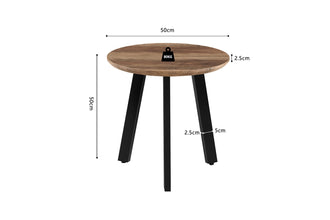 Set van 2 salontafels Aziz mango decor rond – moderne houten koffietafels met metalen poten