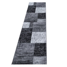 Zwart Grijs Vloerkleed Blokdesign – Modern Tapijt voor Woonkamer en Slaapkamer