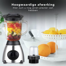 Royal Swiss 2-in-1 Blender 1500 ml Glas + Grinder – 1030W RVS Blender voor Smoothies, Koffie & Noten (2 Snelheden, RVS Messen)