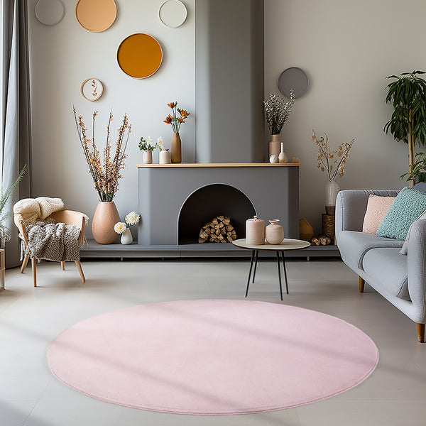Vloerkleed SKY Rose Rond – Effen, Zacht & Elegant