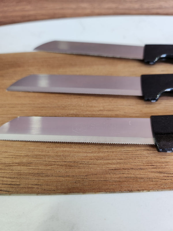 Solingen Schilmesjes Set – 6 Stuks – Gekarteld RVS Lemmet – 18 cm – Zwart Handvat – detailfoto 2