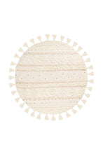 Handgemaakt Rond Boho Vloerkleed – Ø160 cm – Crème – Wol & Katoen – Met Pailletten