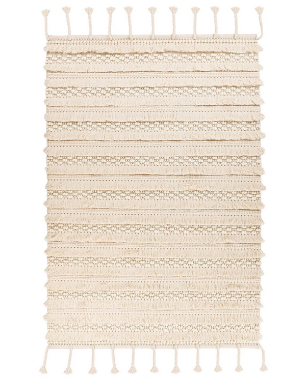 Handgemaakt wollen vloerkleed in Boho-stijl (Natural, 120 × 180 cm)