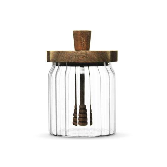 Borosilicaatglas Linea honingpot met acaciahouten deksel – 500 ml