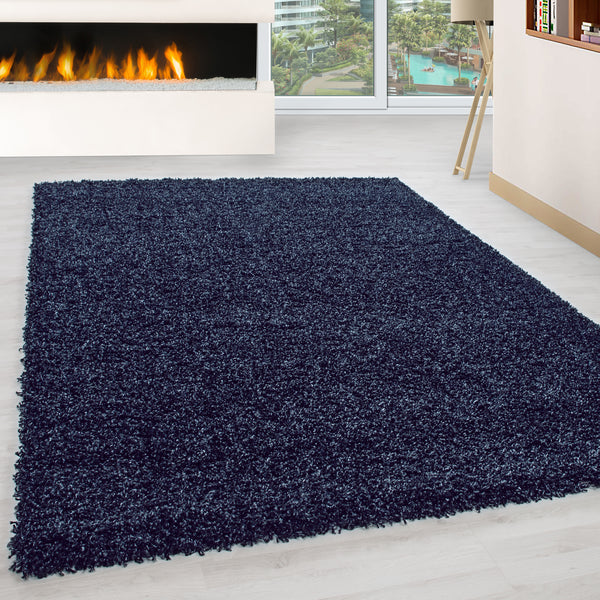 Vloerkleed LIFE Shaggy hoogpolig - Marineblauw