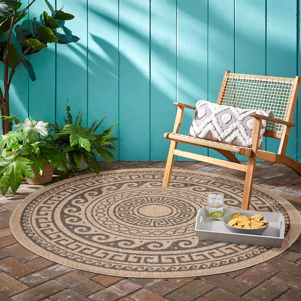 Rond Vloerkleed COMILLA 0887 Black – Jute Look (Indoor & Outdoor)