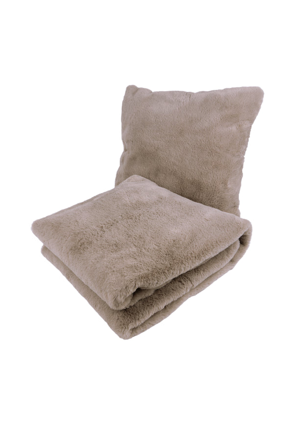 Fluffy Dekenset 2-delig – Taupe – Super Zacht & Warm Design