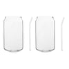 Trendy Drinkglazen XL met Glazen Rietje – Set van 2 (2 Glazen + 2 Rietjes), 540 ml