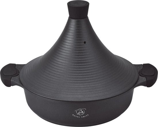 Marokkaanse Tajine Pan – 28 cm, Zwart, Geschikt voor Alle Warmtebronnen
