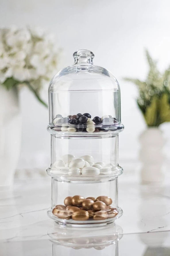Pasabahce Villa Patisserie – Opstapelbare Glazen Schaaltjes met Deksel – detailfoto 2