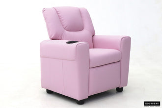 Kinder Relaxfauteuil RENÉE – Manueel verstelbare mini relaxstoel in roze PU