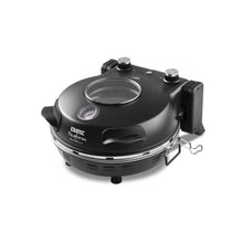 ERATEC PM-27 elektrische pizza steenoven complete set met pizzasteen op witte achtergrond