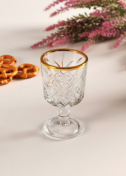 Pasabahce TIMELESS Golden Touch – Likeurglazen op Poot met Gouden Rand (Set van 6) – detailfoto 2