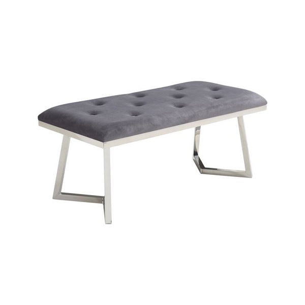 Zitbankje Bari – Grijs Stof – 110x50x47 cm – Zilveren Frame – Moderne Sierbank