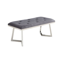 Zitbankje Bari – Grijs Stof – 110x50x47 cm – Zilveren Frame – Moderne Sierbank