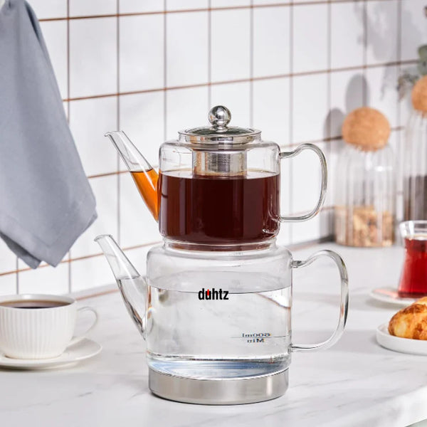 Glazen Theepot Set KEYF – XL Formaat | 3L Totaal | Inclusief RVS Zeef