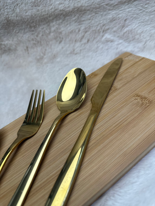 Luxe gouden bestek van roestvrij staal – 6-delig glanzend – detailfoto 2