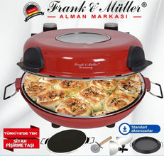Frank & Müller elektrische pizzaoven met baksteen – rood – 1200W – Ø32 cm