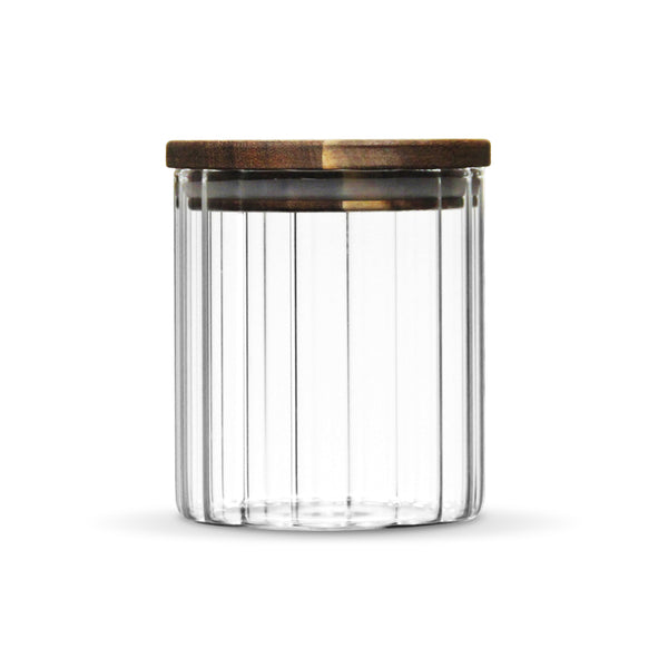 Borosilicaatglas opbergpot Linea 500 ml met acaciahouten deksel