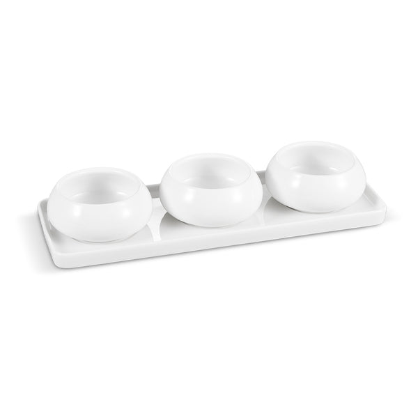 Trendy Cosmo Chubby serveerset – 4-delig – wit – 28 x 10 x 1,5 cm