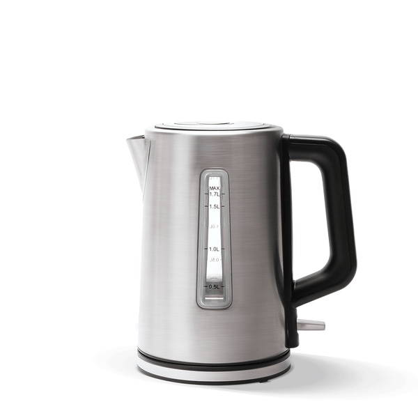 Waterkoker 1.7L Roestvrij Staal 2200W – Droogkook- en Oververhittingsbeveiliging – Zilver/Zwart – Voedselveilig RVS