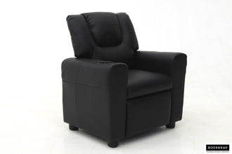 Kinder Relaxfauteuil RENÉE – Manueel verstelbare mini relaxstoel in zwart PU