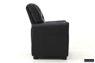 Kinder Relaxfauteuil RENÉE – Manueel verstelbare mini relaxstoel in zwart PU