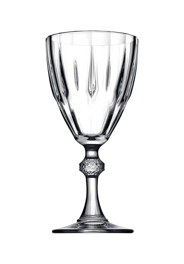 Diamond Drinkglazen op Poot – Luxe Wijnglazen & Frisdrankglazen – Set van 12 – 245 ml – 18 cm Hoog