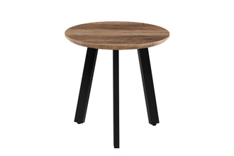 Set van 2 salontafels Aziz mango decor rond – moderne houten koffietafels met metalen poten