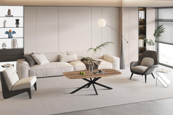 Salontafel Aziz mango decor metaal – moderne rechthoekige design koffietafel