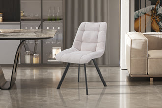 Eetkamerstoel LIZZY – Comfortabele stoffen stoel met metalen poten in beige
