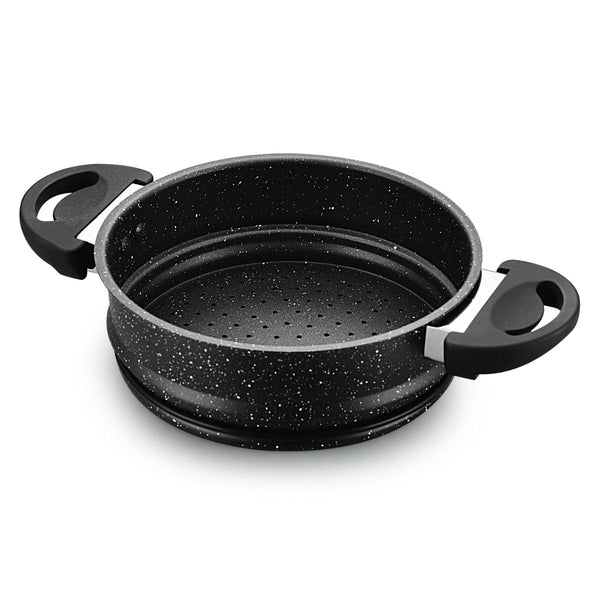 Ferveo Sahra Couscouspan – 15 liter – Ø30 cm – Aluminium met marmer coating – Zwart