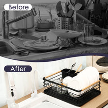 Afdruiprek – Zwart Metaal met Houten Handvatten – 42×32×15 cm