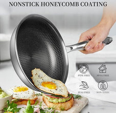 Premium Tri-Ply RVS Koekenpan 28 cm – Non-Stick Honeycomb Coating, Krasvrij, Vaatwasserbestendig en Geschikt voor Inductie