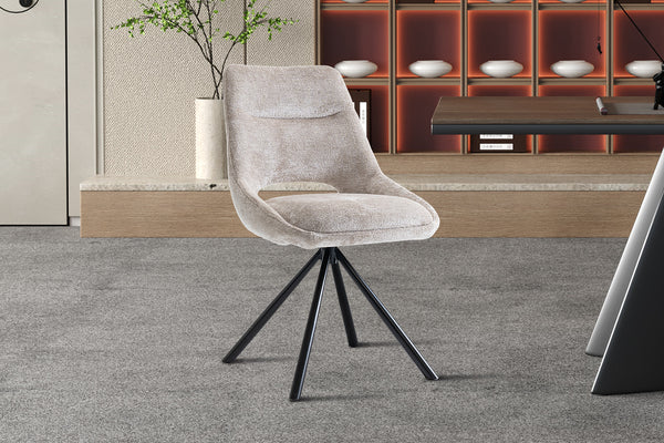 Eetkamerstoel DANTE – Comfortabele stoffen stoel met metalen poten in beige