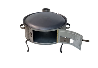 Traditionele Sac Oven – 60 cm – Houtskool & Hout – Afneembare Bakplaat + 50 cm Pijp