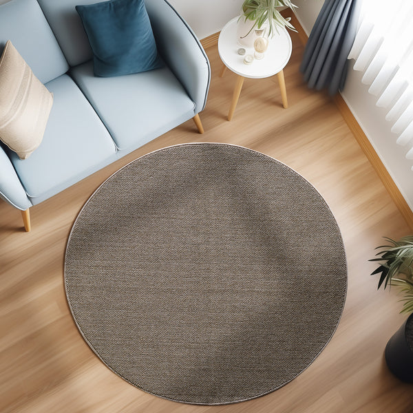 Vloerkleed LOOM rond Brown – Trendy Geweven & Effen Design