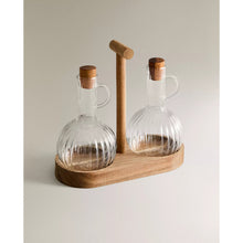 Linea olie- en azijnstel met acaciahouten basis – 2 × 300 ml